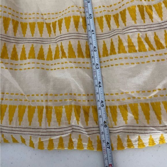 Geometric Embroidered Tie Back Yellow Midi Dress NWOT - Picture 6 of 6